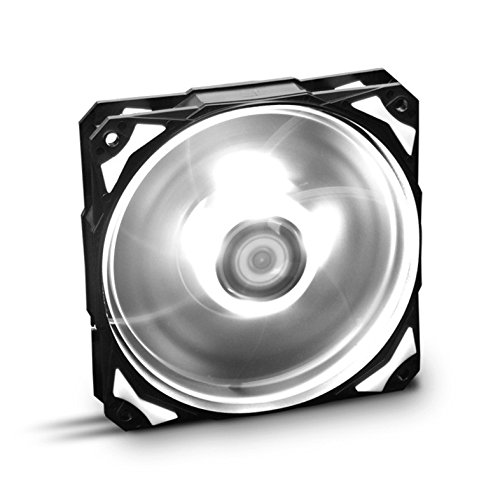 Nox Hummer H-FAN -NXHUMMERF120LW- Ventilador para Caja PC 120mm, LEDs brillantes, 7 aspas traslúcidas, rodamientos hidráulicos, esquinas soporte goma, color blanco - negro