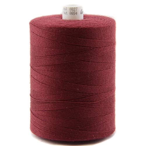 NTS Nähtechnik 1000 m de hilo de coser, hilo vaquero 30, selección de colores, hilo de coser y decorativo para tejidos pesados (rojo vino)