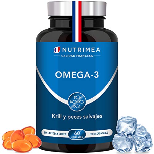 Omega 3 Aceite de Pescado Krill 1000 mg 4 Veces Potente DHA EPA Acidos Grasos Omega3 Capsulas Antioxidante Corazón Reduce Colesterol Azucar en Sangre Fish Oil Complemento Alimenticio Premium