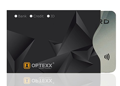 OPTEXX® 1 funda protectora RFID con certificado TÜV y certificado Finn para tarjeta de crédito, tarjeta de débito, funda para carné de identidad, bloqueo seguro de chips de radio