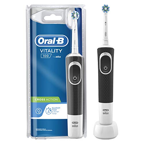 Oral-B Vitality 100 Cepillo eléctrico recargable con tecnología de Braun, 1 mango negro, 1 cabezal de recambio CrossAction