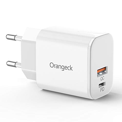 Orangeck USB C Cargadores, 18W Cargador USB Pared con QC3.0 Carga Rápida Mini Doble Puerto Adaptador de Red Enchufe Cargador Móvil para iPhone 11 Pro X MAX, Galaxy S10 S9, iPad Pro etc. (White) Orangeck USB C Cargadores, 18W Cargador USB Pared con QC3.0 Carga Rápida Mini Doble Puerto Adaptador de Red Enchufe Cargador Móvil para iPhone 11 Pro X MAX, Galaxy S10 S9, iPad Pro etc. (White)