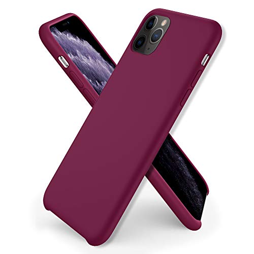 ORNARTO Funda Silicone Case para iPhone 11 Pro MAX, Carcasa de Silicona Líquida Suave Antichoque Bumper para iPhone 11 Pro MAX (2019) 6,5 Pulgadas-Vino Rojo