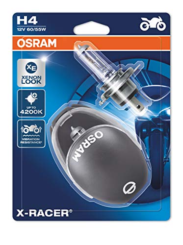 Osram 64193XR-02B X- Racer H4, Lámpara Halógena para Faro de Motos, 12V, 60/55W, Casquillo P43T, Embalaje Blister Doble
