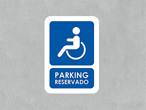 Pack 5 Señales de Parking Reservado Minusvalidos | Medida 21x29,70cm | Señaletica en Material Aluminio Blanco Resistente de 3mm | Duradera y Económica