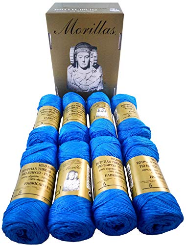 ▷ Pack de 8 Zepelines Ne 5/2 color AZUL 14 de algodón perlé 100% egipcio mercerizado para tejer labores de ganchillo o punto con un acabado elegante.