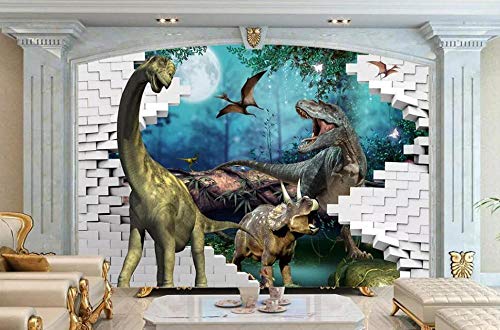 papel pintado 3D personalizado Dinosaurio Dibujo Animado Pared De Ladrillo dormitorio cocina 3D empapelar Fotomural Decoración damasco murales decoración de paredes moderna