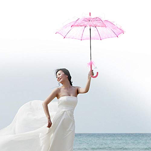 Paraguas de Encaje Nupcial, Elegante y Exquisita Mano de Obra Elegante Accesorio de fotografía de Boda, Oficina de Sala de Estar para(Pink)