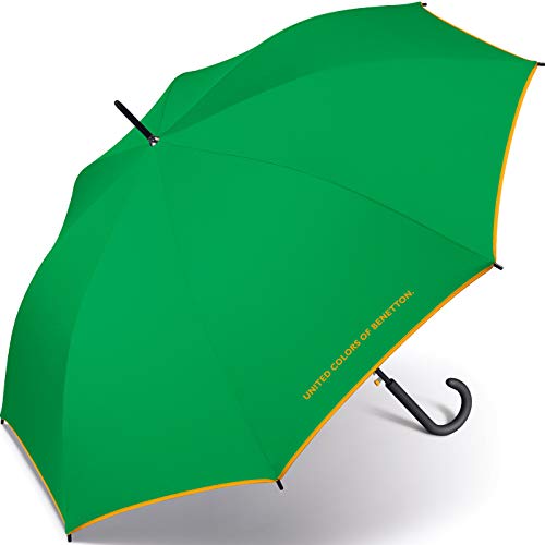 Paraguas de Mujer Largo Automático United Colors of Benetton, Ocho Varillas, Color Verde, 105 cm de diámetro.