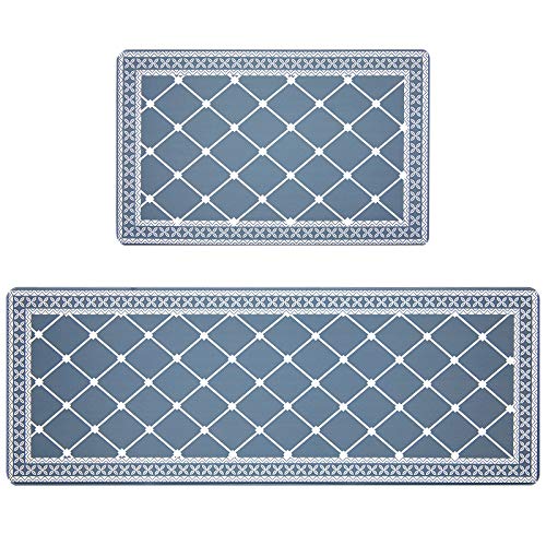 Pauwer Juego de Alfombrillas de Cocina antifatiga, 2 Piezas, de PVC, Antideslizantes, Impermeables, para el Piso de la Cocina, Alfombrillas Acolchadas y cómodas (44x70+44x120cm, Gris/Azul) Pauwer Juego de Alfombrillas de Cocina antifatiga, 2 Piezas, de PVC, Antideslizantes, Impermeables, para el Piso de la Cocina, Alfombrillas Acolchadas y cómodas (44x70+44x120cm, Gris/Azul)
