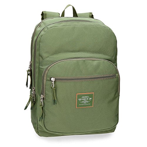 Pepe Jeans Cross Mochila adaptable a carro, doble compartimento, 44 cm, color Verde Kaki