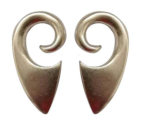 Pesos de oreja de pareja plateados plata para lóbulos estirados - Dos pendientes dilataciones orejas - Earrings Plugs CELTIC - Modelo original único hecho a mano por artesano italiano - h 4,8 cm