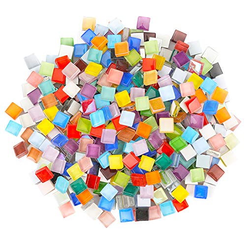 Piezas De Vidrio De Mosaico Cuadrado Azulejos De Mosaico De Vidrio Mosaico Colorido De Cristal Para La Decoración Del Hogar Fabricación De Mosaicos Cuadrados Mezcla De Colores Aprox. 300 Pcs (1x1 Cm)