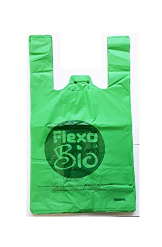 Plaxi - Bolsas biodegradables compostables, 22 + 12 x 40 cm, conforme a la normativa EN 13432, para tiendas de alimentos y uso doméstico, para arrancar y con ojal para colgarlas, 1000 unidades