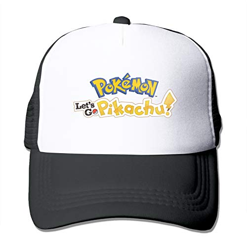 Pokémon Let's Go Pikachu Sombrero de Malla Unisex Moda Color Ajustable Sombrero
