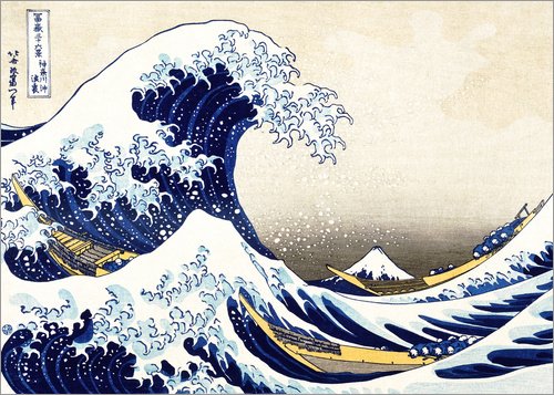 Póster 80 x 60 cm: The Great Wave Off Kanagawa de Katsushika Hokusai - impresión artística, Nuevo póster artístico