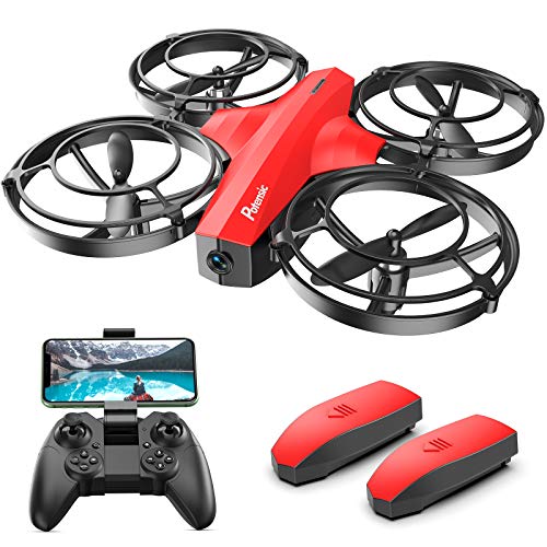 Potensic P7 Mini Drone para niños, cámara 720P, 20 Minutos de Vuelo, Modo de Combate, 2 batería, Adecuado para Interiores, Rojo