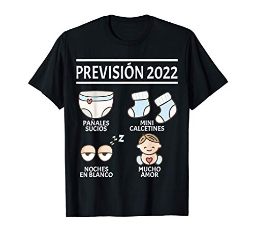 Prévision 2022 Papá Mamá Anuncio Embarazada Divertido Bebé Camiseta