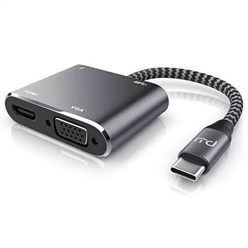 Primewire - Cable Adaptador USB-C Macho a Toma VGA y HDMI USB 3.2 Hembra - HDMI 4k 3840 x 2160 a 30 Hz - VGA 1080P - HDR - Carga Puerto Tipo C Power Delivery 65W - USB 3.2 Gen1 Puerto Tipo A 5 GBits