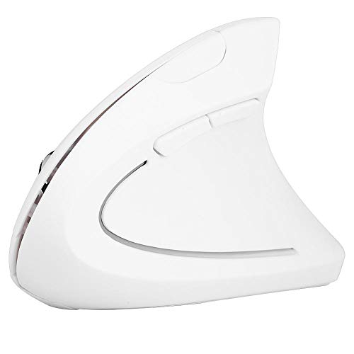 Ratón Vertical Inalámbrico,Ratón óptico Ergonómico Vertical, Ratón para Juegos sin Retardo de 2,4 GHz (6 Botones), 800/1200/1600 dpi, Adecuado para Portátiles, PC, Macbooks(Blanco)