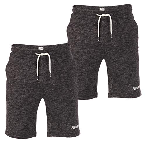 riverso RIVMike - Juego de 2 Bermudas Cortas para Hombre (algodón, Talla S, M, L, XL, 2XL, 3XL, 4XL, 5XL), Color Negro, Azul, Rojo, Verde Oliva y Gris Color Negro (2400). L