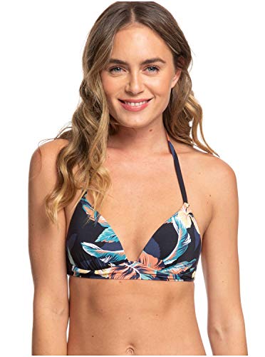 Roxy Printed Beach Classics-Top De Bikini Triangular Moldeado para Mujer Copa D con Aros, Anthracite tropicoco s, XL Roxy Printed Beach Classics-Top De Bikini Triangular Moldeado para Mujer Copa D con Aros, Anthracite tropicoco s, XL