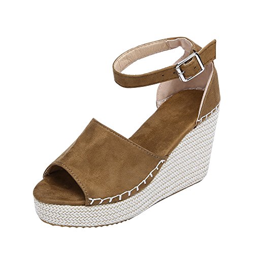 Sandalias de Cuña Mujer Verano 2019 - Elegante Bohemia Romanos Tejer Paja Zapatos con Plataforma 3CM - Tacon Alto 8cm - para Playa Fiesta - Talla 34-42 Sandalias de Cuña Mujer Verano 2019 - Elegante Bohemia Romanos Tejer Paja Zapatos con Plataforma 3CM - Tacon Alto 8cm - para Playa Fiesta - Talla 34-42