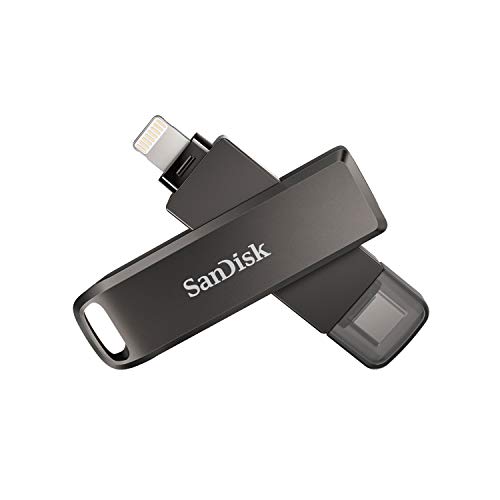 SanDisk iXpand Luxe Memoria Flash 256 GB, 2 en 1 con Conectores Lightning y USB Type-C para iPhone y iPad