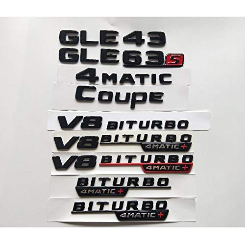 SBCX Para Mercedes Benz AMG W166 C292, Letras Negras Brillantes GLE43 GLE63 GLE63s V8 BITURBO 4MATIC + Insignias de Emblema de Maletero de Guardabarros SBCX Para Mercedes Benz AMG W166 C292, Letras Negras Brillantes GLE43 GLE63 GLE63s V8 BITURBO 4MATIC + Insignias de Emblema de Maletero de Guardabarros