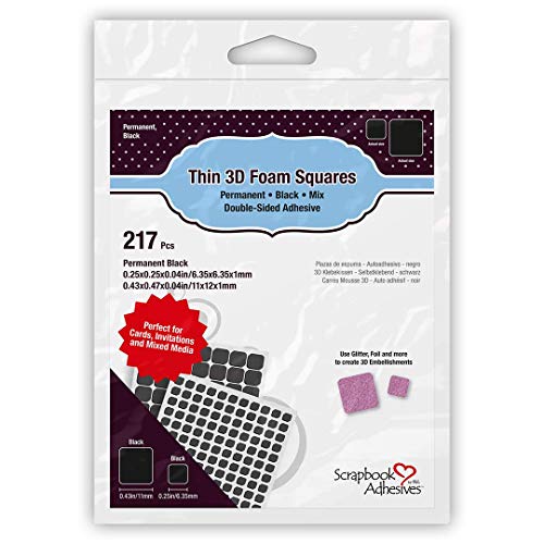 Scrapbook Adhesives by 3L Slim 3D Foam Squares Black Mix, Assorted