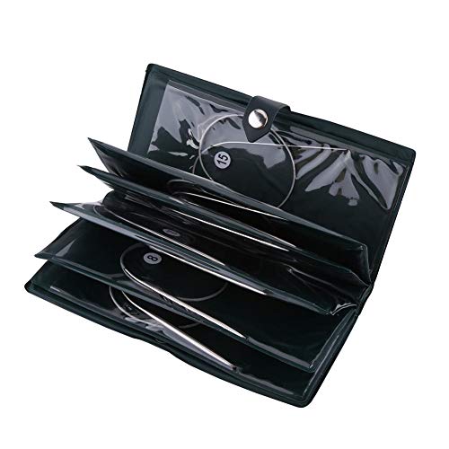 Set de agujas de tejer circulares, 11 piezas de acero intercambiables agujas de tejer ganchillo herramienta de tejido de gancho con bolsa de almacenamiento 43cm / 65cm / 80cm(31.5'' (80cm))