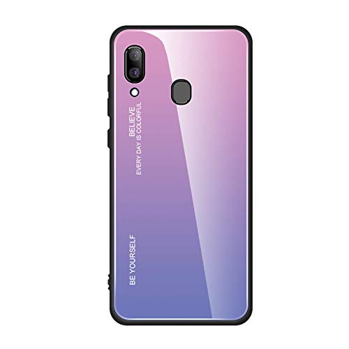 Shazikaihui - Carcasa para Samsung Galaxy A40, cristal templado con marco de silicona TPU suave, color degradado, compatible con Samsung A40 morado 42