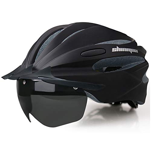 Shinmax Casco de Bicicleta con Luz LED Casco de Ciclismo con Luz USB Recargable Visera Solar Extraíble Magnéticas Desmontables Casco de Bicicleta BMX Tamaño Ajustable Casco de Ciclismo para Adultos.