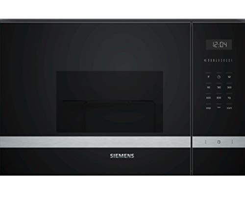 Siemens BE525LMS0 iQ500 - Microondas integrable, 38 cm, Ancho 60 cm, 20L, 900W, Grill 1000W, Color negro y acero inoxidable