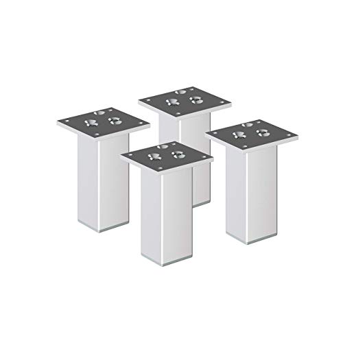 sossai® Exklusiv - Aluminium Patas para muebles | E4MF-N | 4 piezas | Altura: 200mm | Diseño: Aluminium | Tornillos incluidos