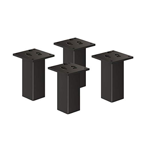 sossai® Exklusiv - Aluminium Patas para muebles | E4MF-N | 4 piezas | Altura: 200mm | Diseño: Negro | Tornillos incluidos