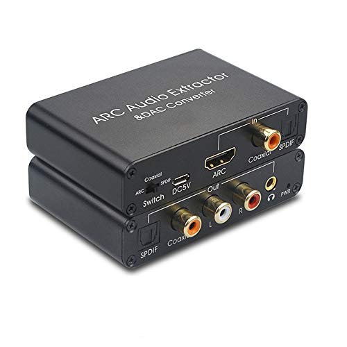SOUTHSKY 192KHz DAC Converter, Adaptador Digital a Analógico RCA L/R, Extractor de Audio HDMI ARC a SPDIF Coaxial 3.5mm L/R, CEC Volumen Ajustable