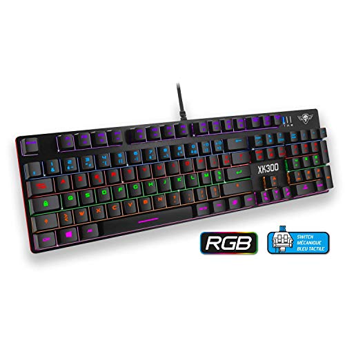 SPIRIT OF GAMER - XPERT-K300 - Switch Victory Blue AZERTY Teclado Gaming Mecánico – LED RGB Backlighting 30 Modos - Anti-Ghosting NKRO - Chasis Metálico - Cable 180cm