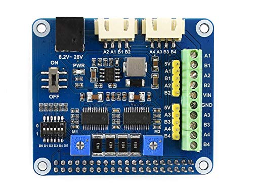 Stepper Motor Hat for Raspberry Pi 3B 2B Zero Zero W Zero WH Onboard Dual DRV8825 Motor Controller IC Built-in Microstepping Indexer Drive Two Stepper Motors Up to 1/32 Microstepping