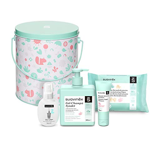 Suavinex 306731 Cubo Metalizado de Cosmética Regalo para Recién Nacido con Gel - Champú Syndet, Pomada Pañal Intensiva, Fragancia Baby Cologne y Toallitas, 4 Productos, Color Rosa Suavinex 306731 Cubo Metalizado de Cosmética Regalo para Recién Nacido con Gel - Champú Syndet, Pomada Pañal Intensiva, Fragancia Baby Cologne y Toallitas, 4 Productos, Color Rosa