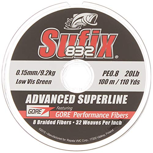 Sufix - 832 Advanced Superline 250, Color Verde, Talla 0.200 mm