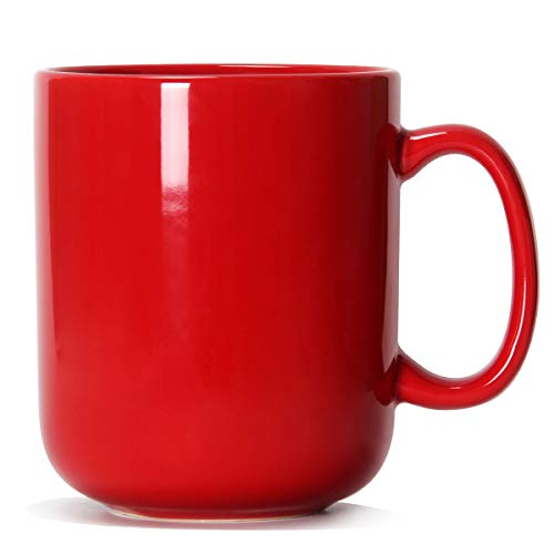 Taza de café grande de 20 oz, Smilatte M016 Taza de cerámica lisa con asa para papá y hombre, roja