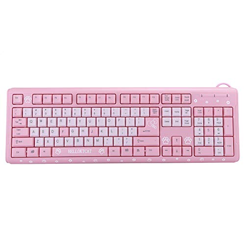 Teclado con Cable, Teclado con Cable USB ultradelgado con 104 Teclas, Teclado USB Universal para computadora portátil de Oficina en el hogar, 45,5 x 14,7 cm/17,9 x 5,8 Pulgadas(Rosado) Teclado con Cable, Teclado con Cable USB ultradelgado con 104 Teclas, Teclado USB Universal para computadora portátil de Oficina en el hogar, 45,5 x 14,7 cm/17,9 x 5,8 Pulgadas(Rosado)