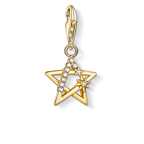 Thomas Sabo Colgante de Plata de Ley chapada en Oro con circonitas cúbicas, diseño de Estrella con Piedras