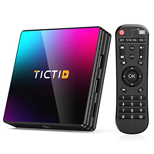 TICTID Android 10.0 TV Box T8 Pro【4G+64G】 RK3318 Quad-Core 64bit WiFi-Dual 5G/2.4G,BT 4.0, 4K*2K UDR H.265, USB 3.0 Smart TV Box