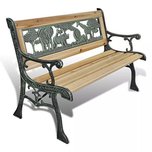 Tidyard Banco de Jardín para Niños con Respaldo de Animales,Estructura de Hierro Acabado en Bronce,Estilo Vintage y Clásico,80x24cm Tidyard Banco de Jardín para Niños con Respaldo de Animales,Estructura de Hierro Acabado en Bronce,Estilo Vintage y Clásico,80x24cm
