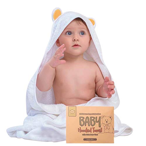 Toalla de baño - Toallas con capucha por keababies - Suave para bebé con capucha toalla de bebé de bambú orgánico para infantil - Toalla natural (Oso)