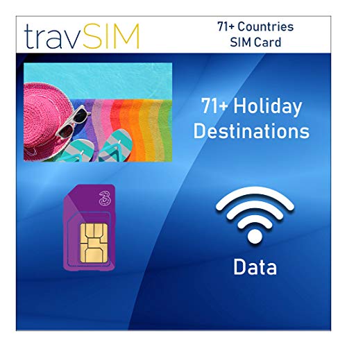 travSIM - 71+ Tarjeta SIM para Destinos de Vacaciones (Tarjeta SIM Three UK) Válida por 30 Días - 6GB de Datos Móviles - Australia Francia Brasil Alemania Israel Suiza Vietnam UK Three Tarjetas SIM