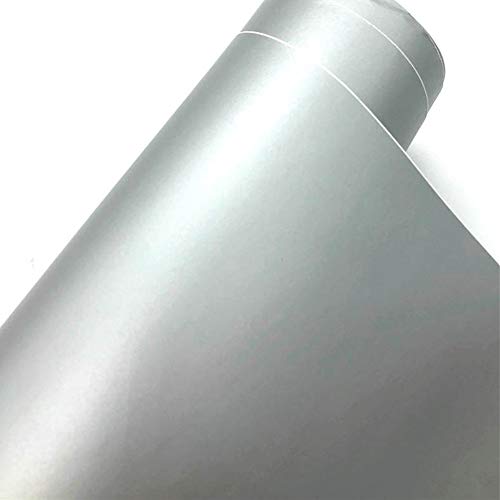 TRIXES Envoltura Adhesiva Vinilo Mate para Automóvil - 1500 x 300 mm - Plateado - para Interior Exterior - Efecto Liso