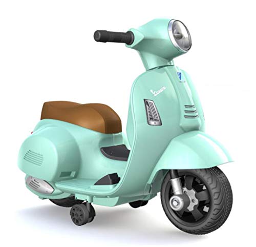 Turbo ChallenNGE-Vespa GTS - Portador eléctrico GTS-119151-verde con batería de 6 V y Cargador USB Incluido, Peso máximo 25 kg, 2 años, 119150, Color Verde Agua